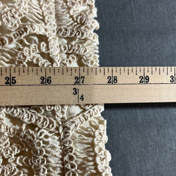 Illa Illa Cardigan Sweater Womens Medium Ivory Crochet Button Front Boho Cottage - Picture 9 of 10